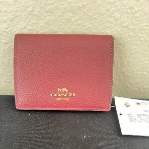 Coach Small Snap Wallet In Colorblock Gold/Vintage Mauve Multi